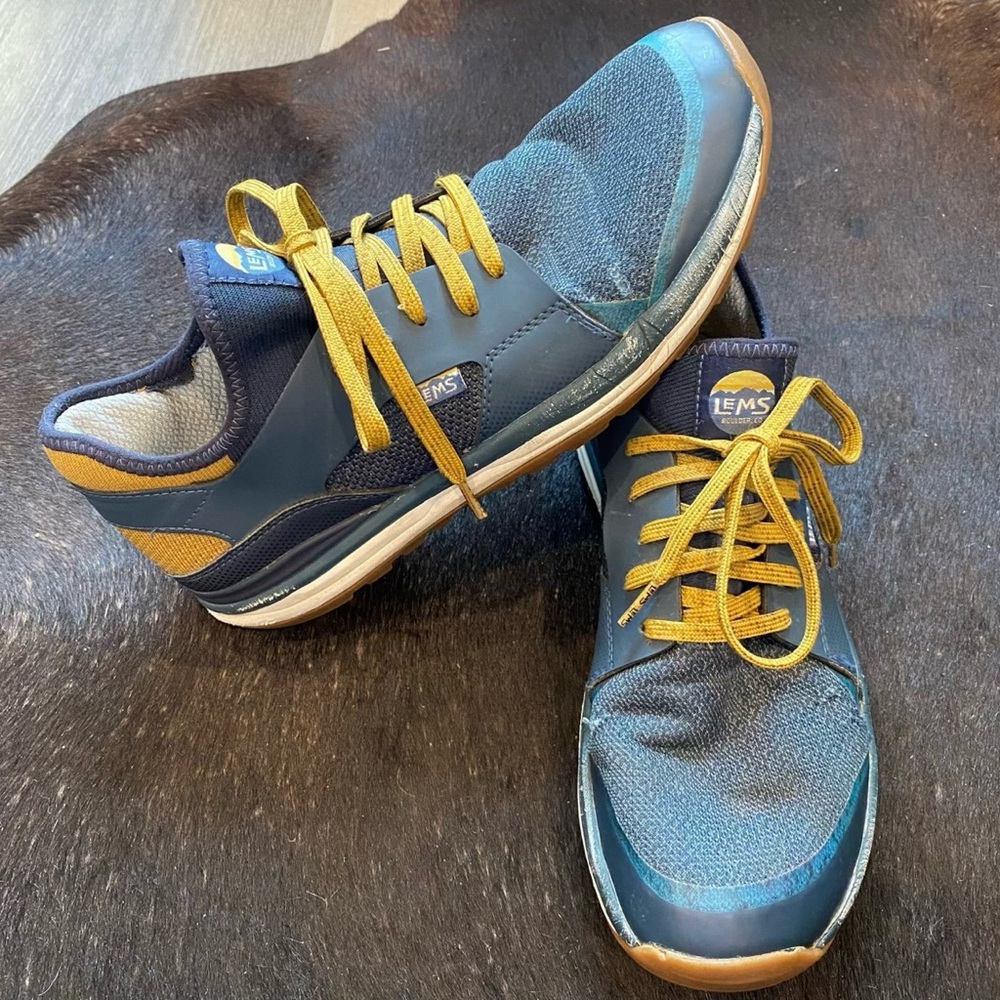 Lems Mesa Coastal Boulder CO hiking shoes men’s size 12 D Blue Yellow